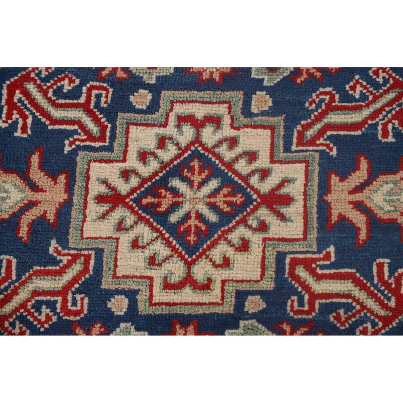 Geometric Kazak Area Rug Handmade Oriental Wool Carpet - 9'11"x 12'10"