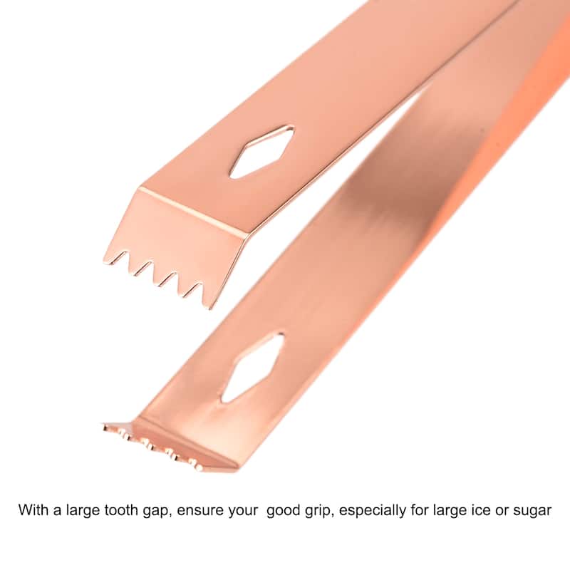 Stainless Steel Ice Bucket Tongs Serving Bar Tongs for Ice Cube Sugar, Rose Gold - Rose Gold - 6.3" x 0.8”