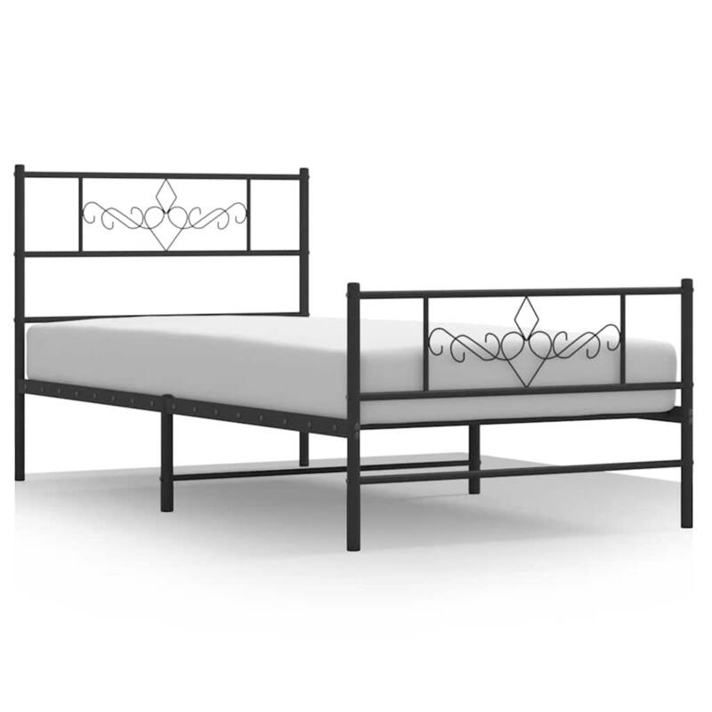 vidaXL 12 Inches Black Twin XL Metal Bed Frame No Mattress - 81.5" x 41.3" x 35.4"