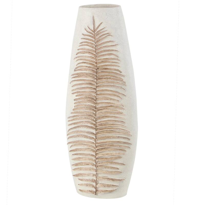 Polystone Leaf Decorative Vase - White - Roche River Decor - White
