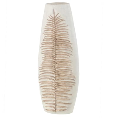 Polystone Leaf Decorative Vase - White - Roche River Decor