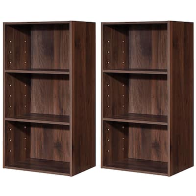 Gymax 2 PCS 3 Tier Open Shelf Bookcase Multi-functional Storage - See Details