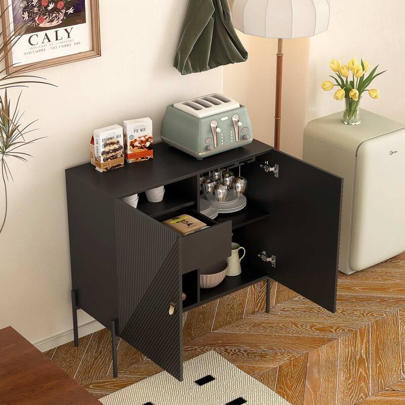 Home Coffee Bar Cabinet with Wine Rack Sideboard/Buffet - 2 Doors