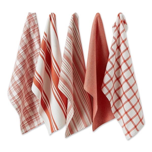 DII Assorted Woven Dishtowels (Set of 5) - Spice