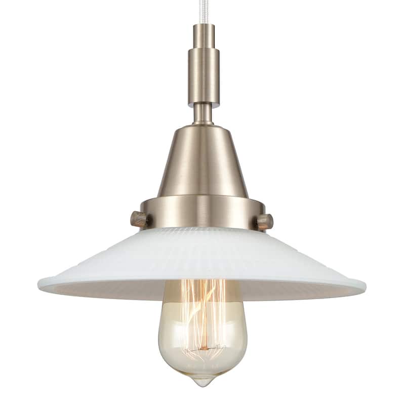 Innovations Lighting 447-1P-G1 Halophane 9" Wide Mini Pendant with - Brushed Satin Nickel