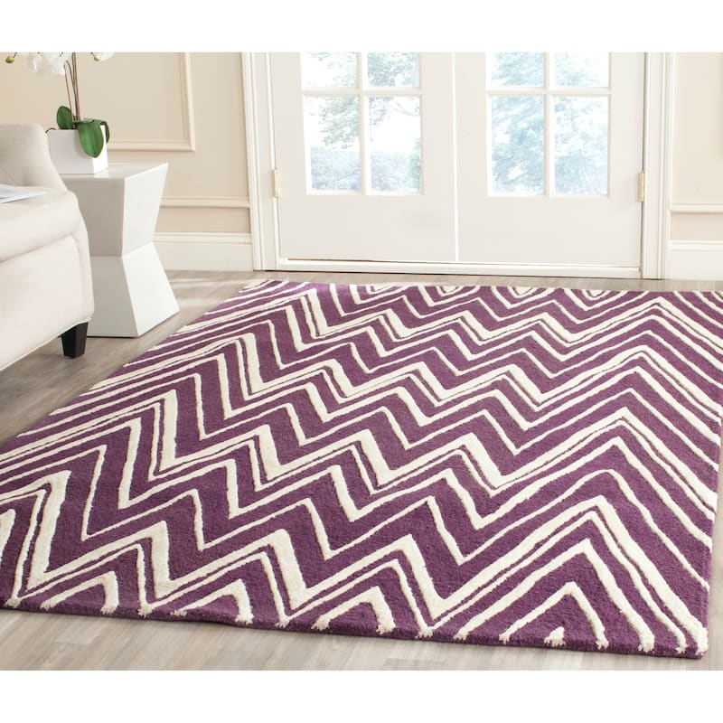 SAFAVIEH Handmade Cambridge Fumiko Modern Moroccan Wool Rug - 6' x 9' - Purple/Ivory
