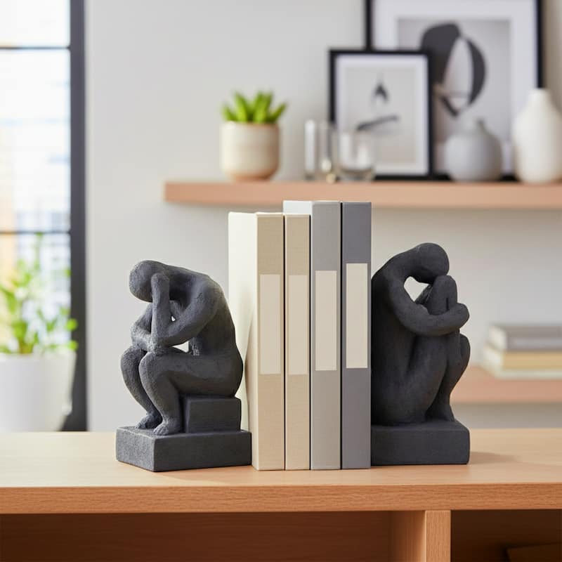 Decorative Abstract Human Figurine Bookends - Set of 2, 7"