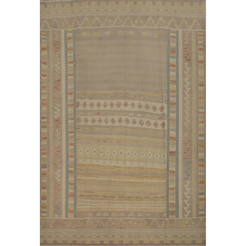 Hand Woven Oriental 100% Wool Carpet Southwestern Tribal Multi-Colored Kilim Area Rug - 9' 10'' X 8' 4''