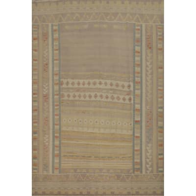 Hand Woven Oriental 100% Wool Carpet Southwestern Tribal Multi-Colored Kilim Area Rug - 9' 10'' X 8' 4''