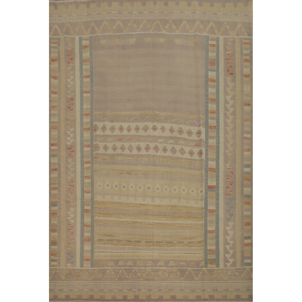 Hand Woven Oriental 100% Wool Carpet Southwestern Tribal Multi-Colored Kilim Area Rug - 9' 10'' X 8' 4''