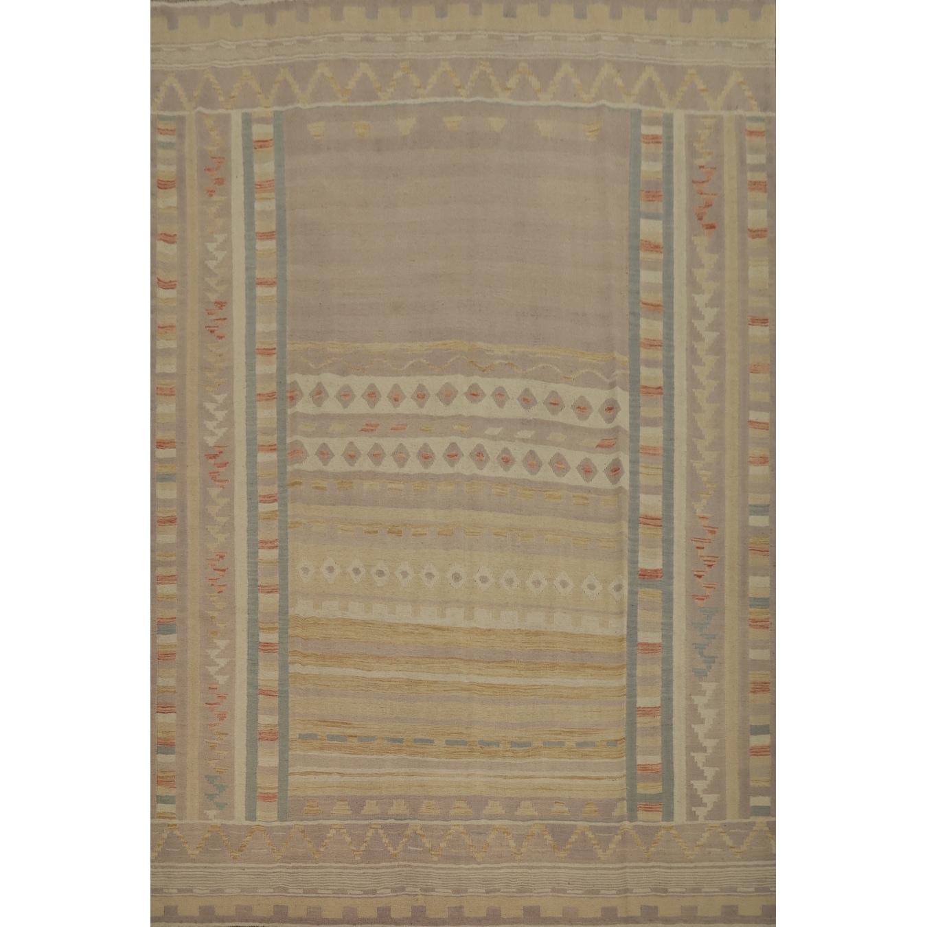 Hand Woven Oriental 100% Wool Carpet Southwestern Tribal Multi-Colored Kilim Area Rug - 9' 10'' X 8' 4''