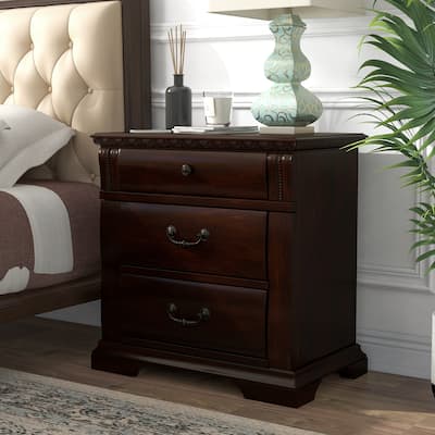 Tay Transitional Solid Wood 3-Drawer Nightstand by Furniture of America