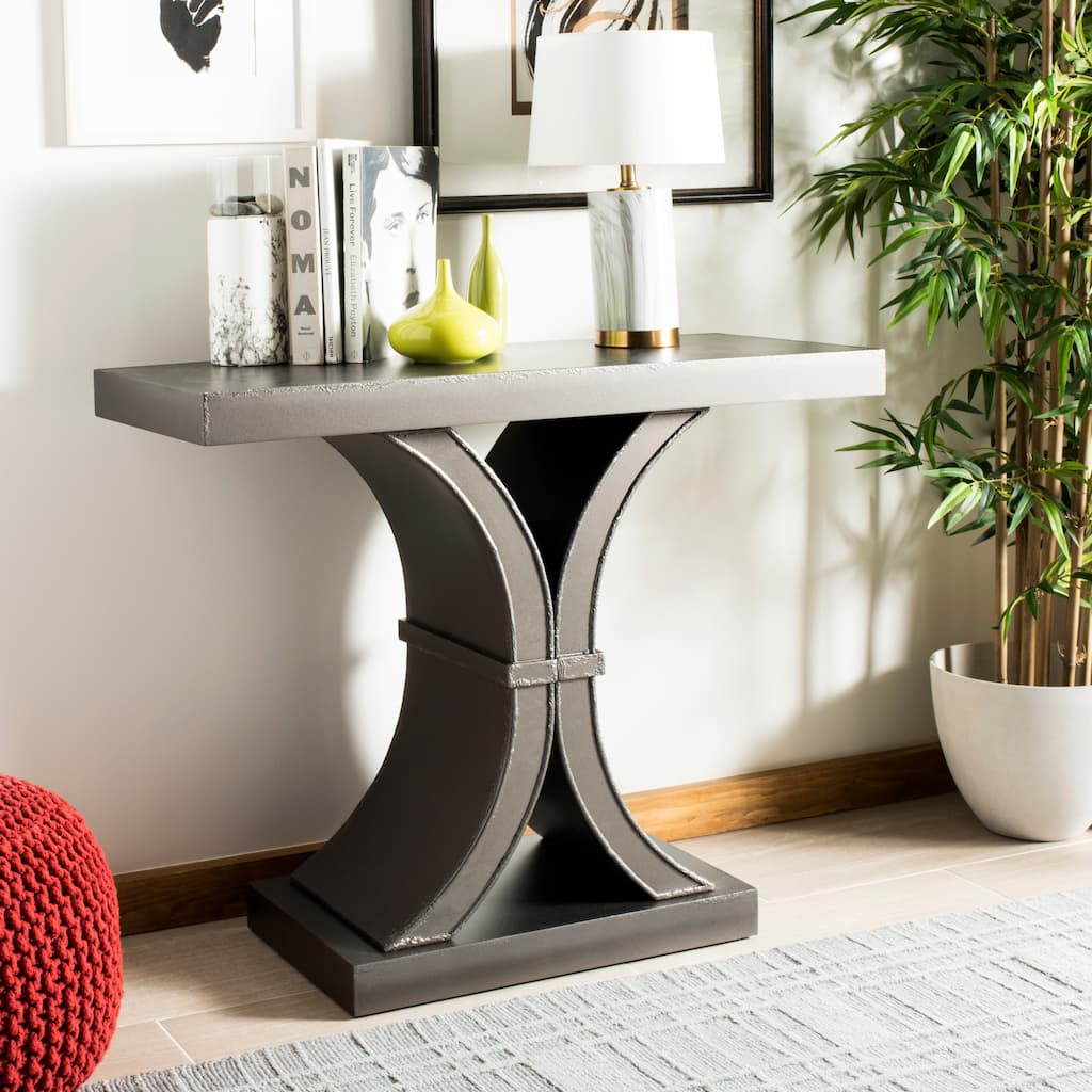 Distressed Hedwig Black SAFAVIEH Dryden Console. - 40" W x 16" D x 32" H - 40Wx16Dx32H