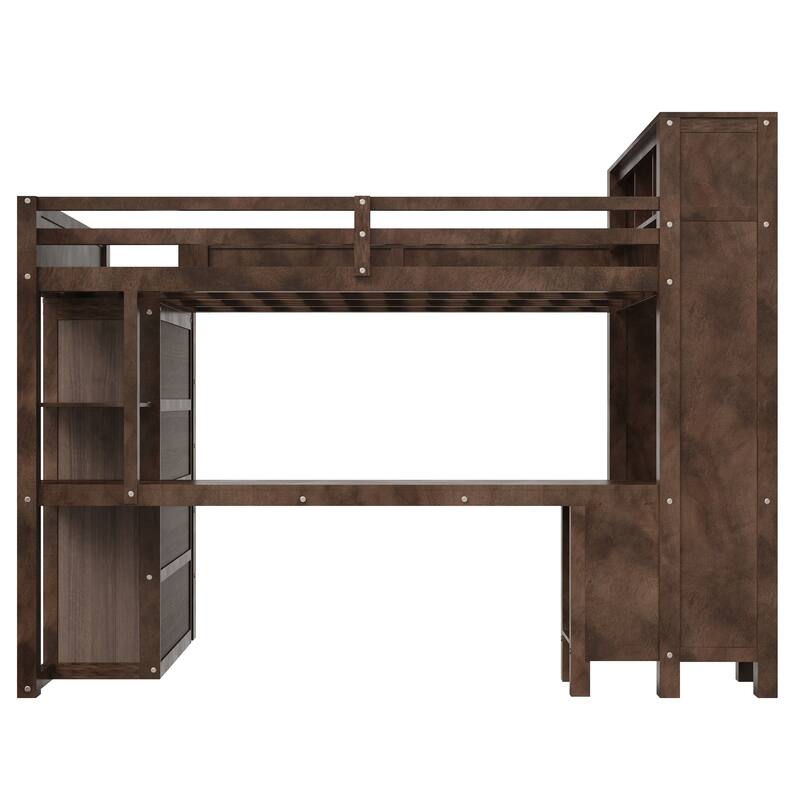 Modern Queen Loft Bed with Built-In Desk, Wardrobe, Headboard Storage & USB Hub by Harper&Bright Designs