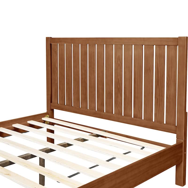 Graham Wooden Platform Bed with Slatted Headboard