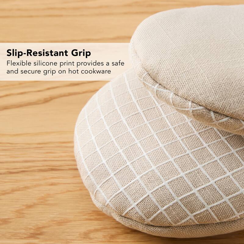 KITCHENAID Gourmet Series Gridlines Mini Oven Mitts 2-Pack Set, Heat Resistant up to 600°F, Soft Silicone Grip, Magnetic Cuff