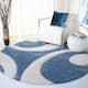 SAFAVIEH Florida Shag Jayati Abstract 1.2-inch Thick Rug - 6'7" x 6'7" Round - Blue/Ivory
