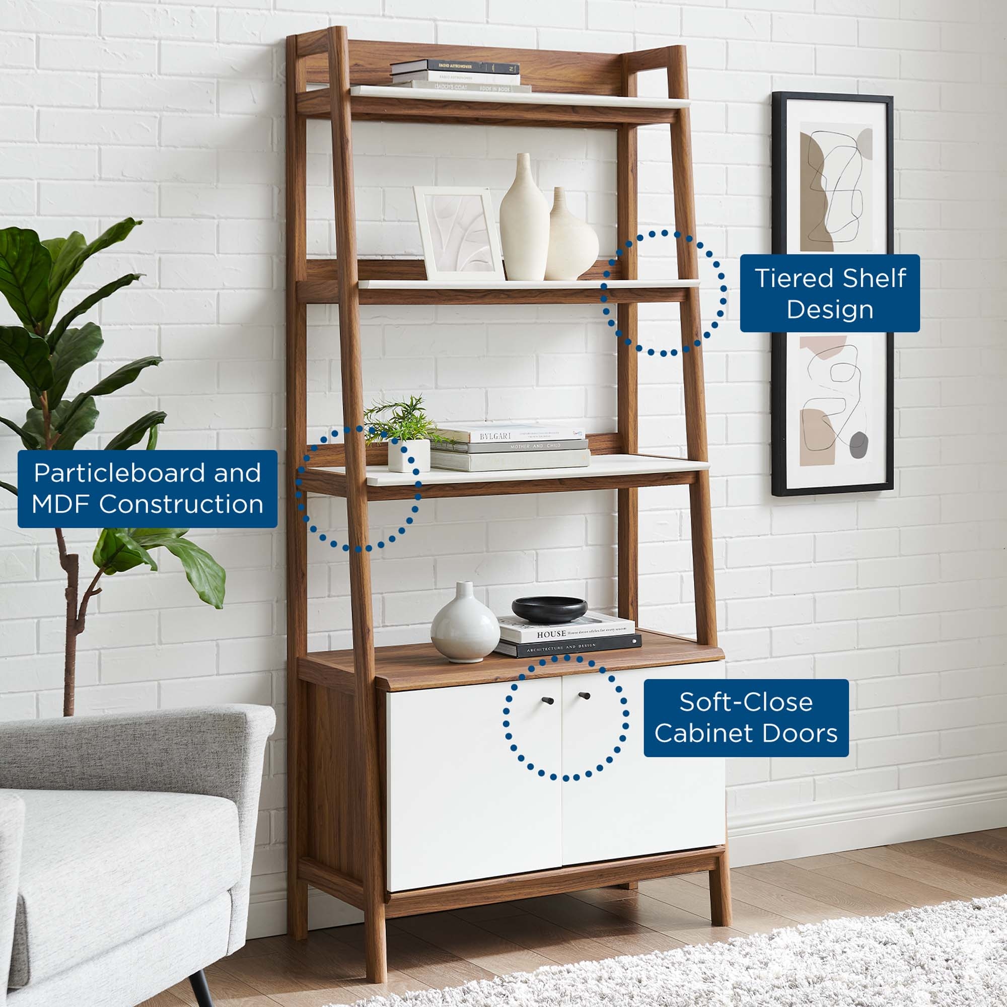 Mid century hot sale bookshelf white