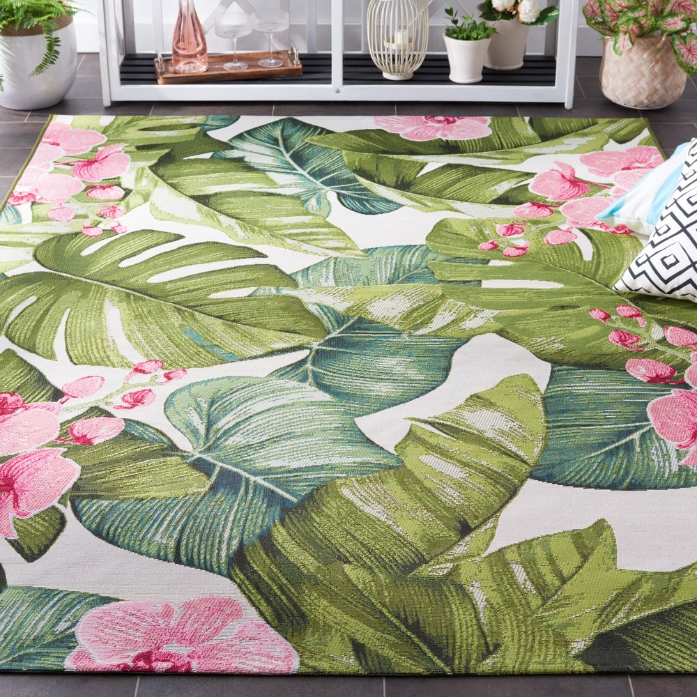 SAFAVIEH Barbados Betzy Tropical Indoor/Outdoor Waterproof Rug