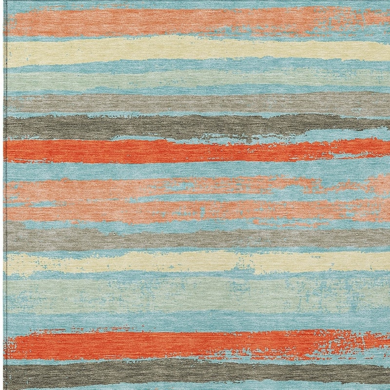 HomeRoots Striped Transitional Rectangle Outdoor Rug