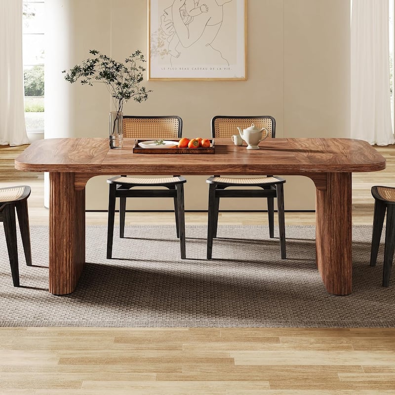 62-Inch Wood Dining Table for 4-6 People Modern Rectangular Kitchen Table for Dining Room Living Room