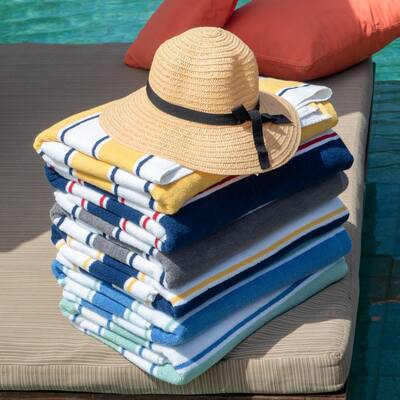 Aston & Arden Oversized Pinstriped Resort Beach Towel - 35x70