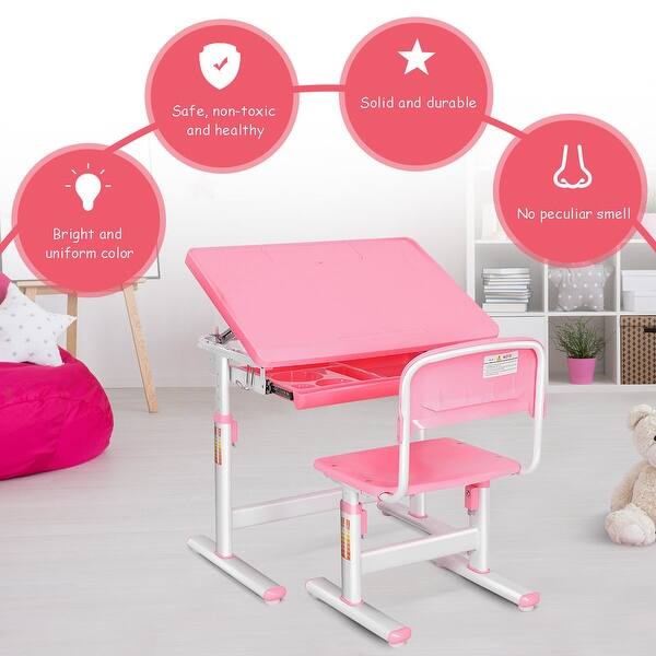 Shop Costway Children Desk Chair Set Height Adjustable Student