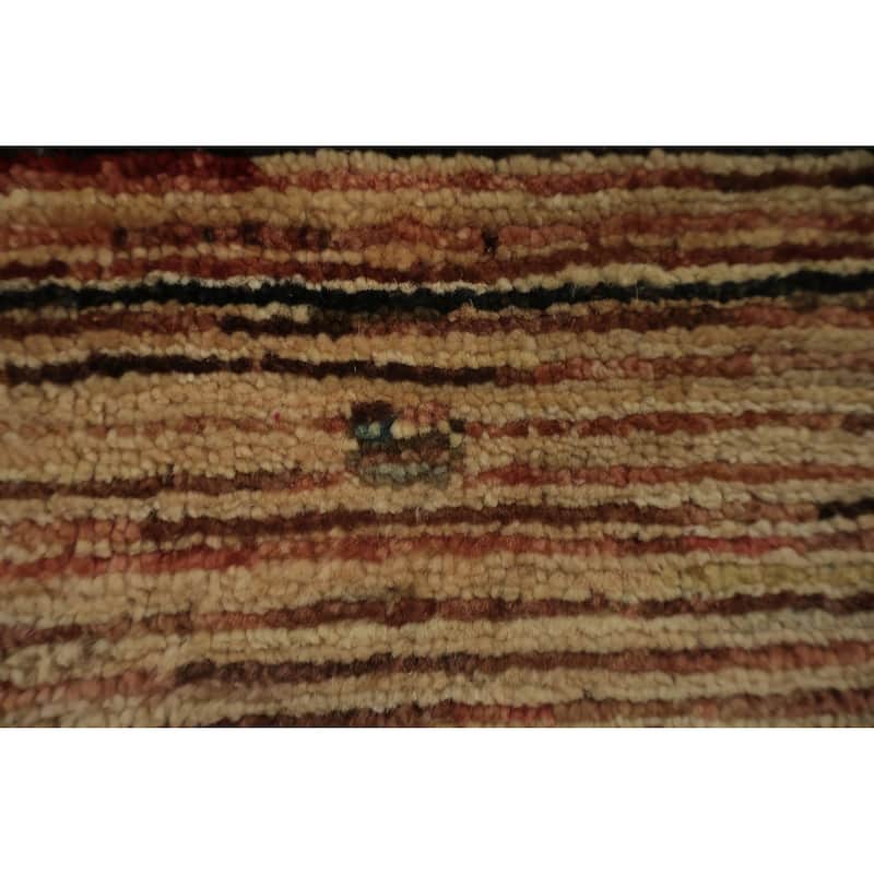 Hand Knotted Oriental 100% Wool Carpet Modern Contemporary Beige & Ivories Gabbeh Area Rug - 5' 7'' X 4' 2''