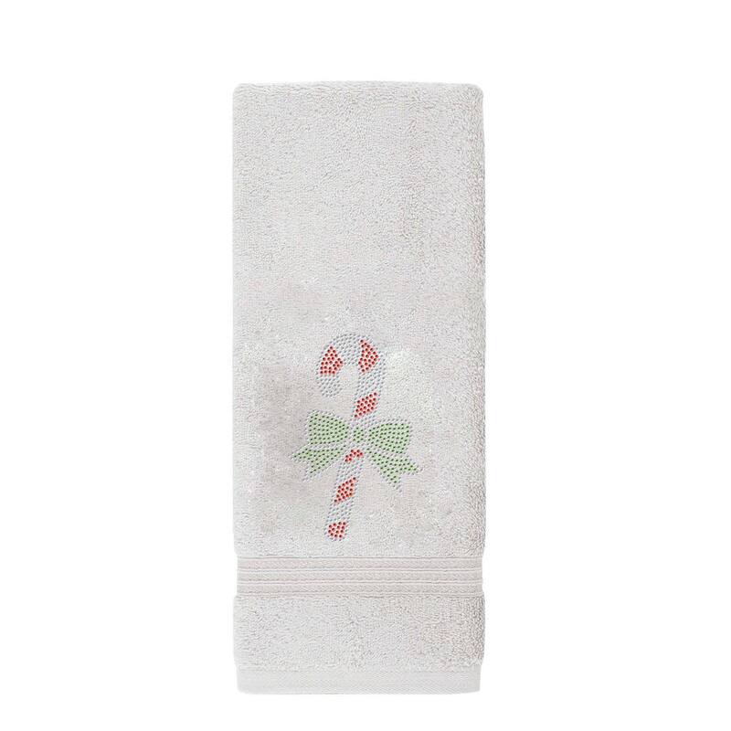 Sparkles Home Rhinestone Candy Cane Hand Towel