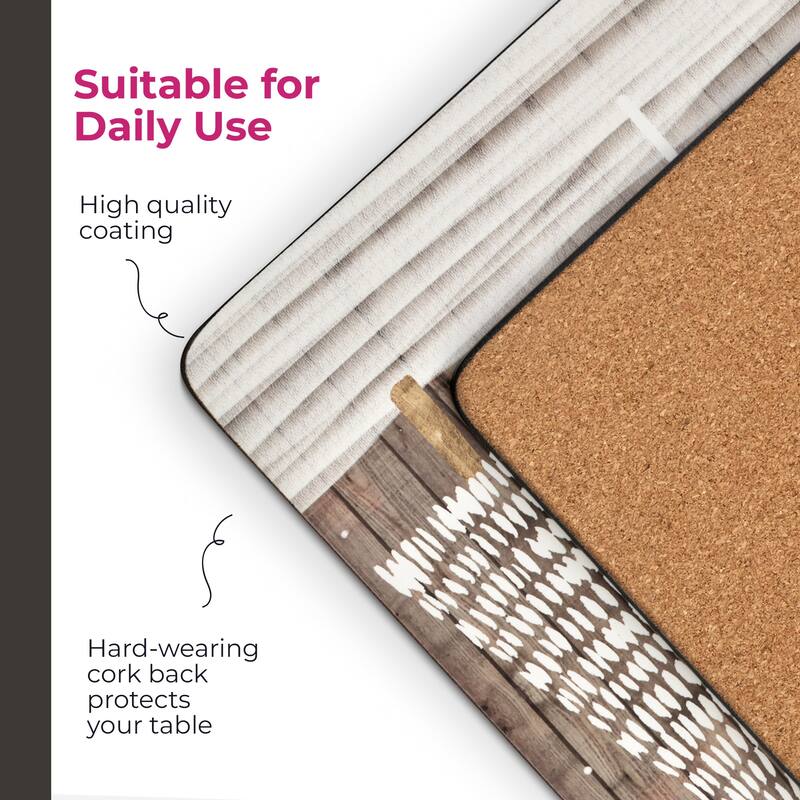 Pimpernel Set of 4 Wooden White Christmas Placemats - 15.7" L x 11.7" W