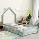 preview thumbnail 14 of 28, Twin Size Wood Bed Frame with House-shaped Headboard Floor bed with Fences