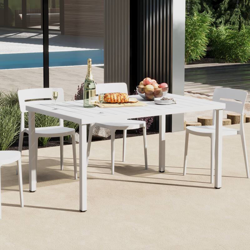 Frond and Form 59 Inch By 35.4 Inch Outdoor Steel Rectangular Dining Table