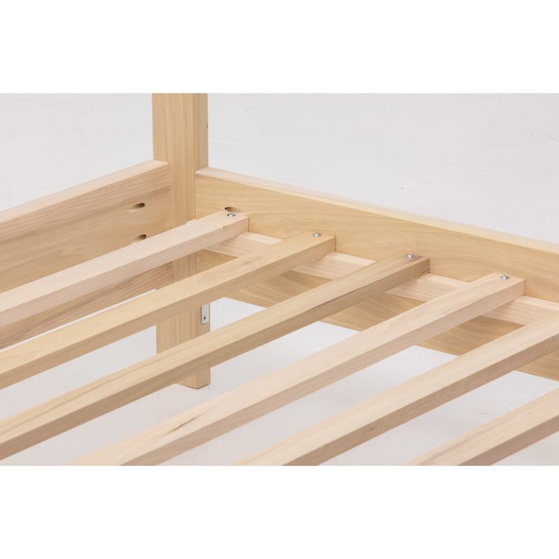 Full Size Bed - Gothic Glamour Canopy Platform Bed Frame - Solid Wood Bed