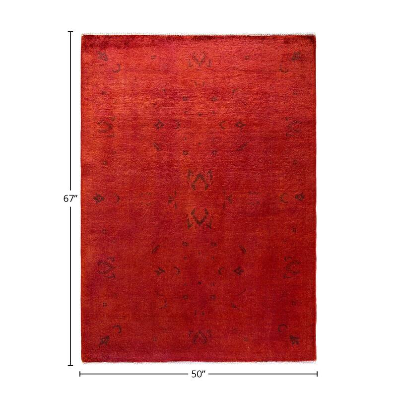 Vibrance, One-of-a-Kind Hand-Knotted Area Rug - Orange, 4' 2" x 5' 7" - 4' 2" x 5' 7"