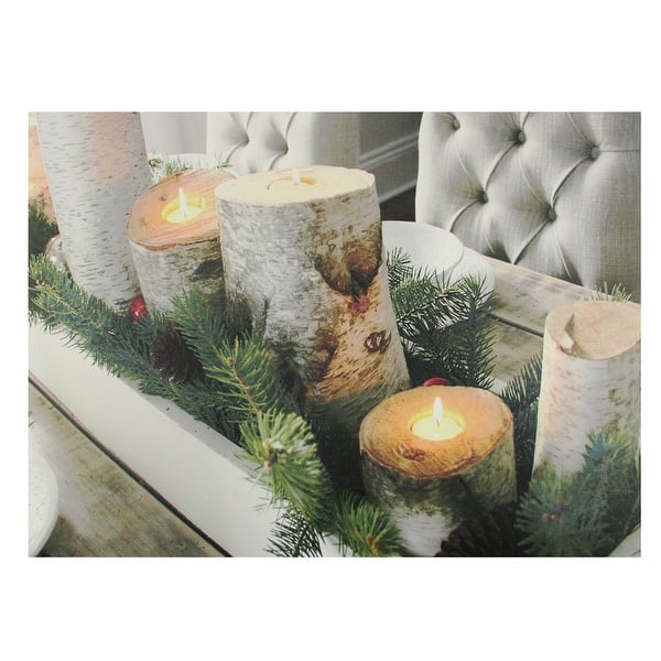 Shop Black Friday Deals On Led Lighted Flickering Rustic Lodge Woodland Birch Candles Christmas Canvas Wall Art 11 75 X 15 75 Overstock 17899239