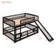 preview thumbnail 22 of 42, Contemporary Modern Style Full Over Full Low Bunk Bed,Solid Wood Bed with Fence and Ladder for Kids,Versatile Bunk Bed