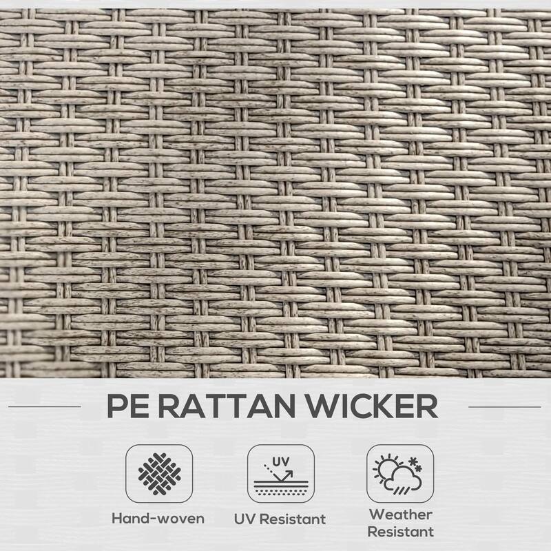 5PCS PE Rattan Patio Set, Sofa Chaise Coffee Table, White Weatherproof