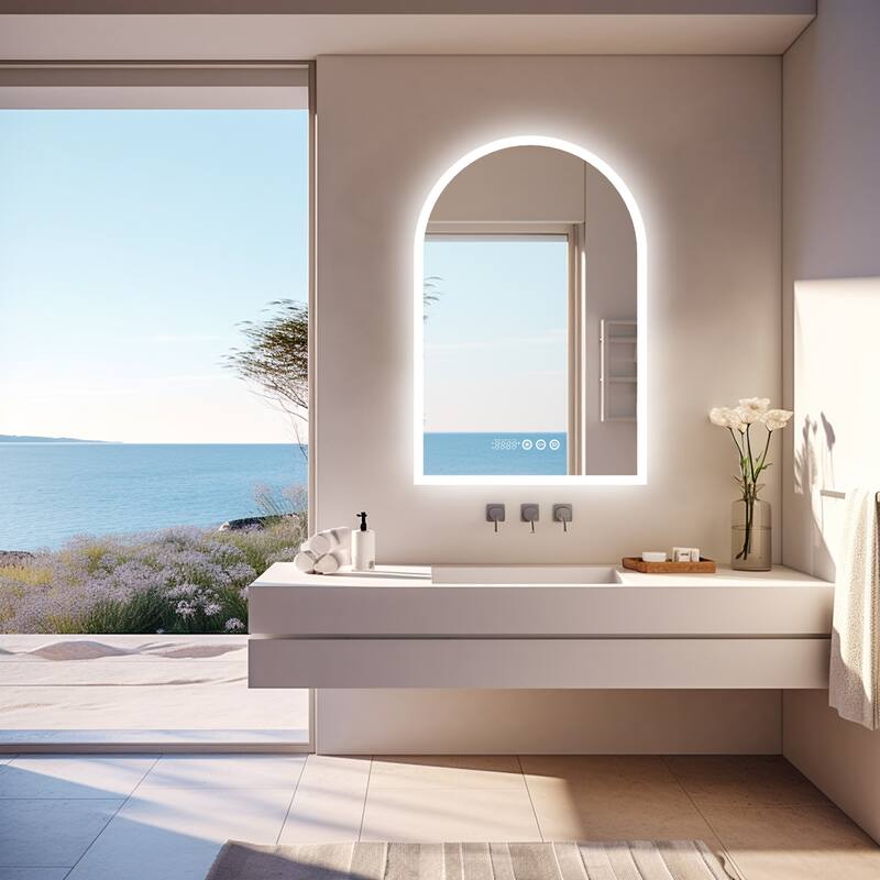 Bathroom Mirror with Lights Vanity Defogging Digital Display Control - 24"x36"