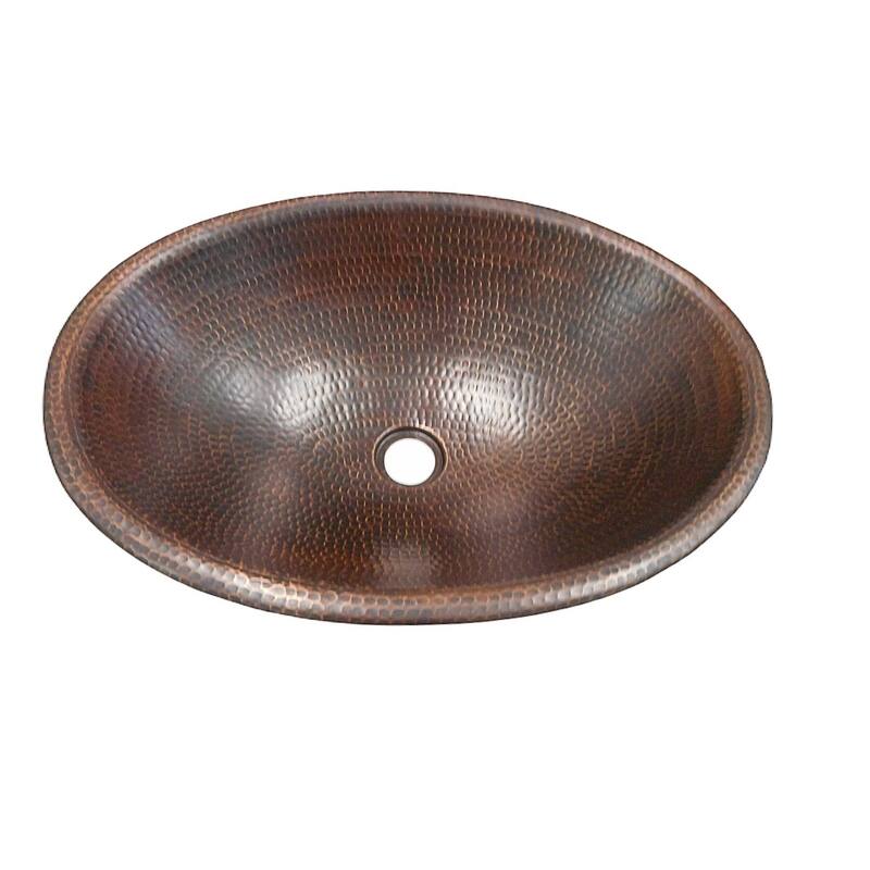 19" Oval Copper Bathroom Sink with Copper Highlights by SimplyCopper - 19" X 14" X 5.5"