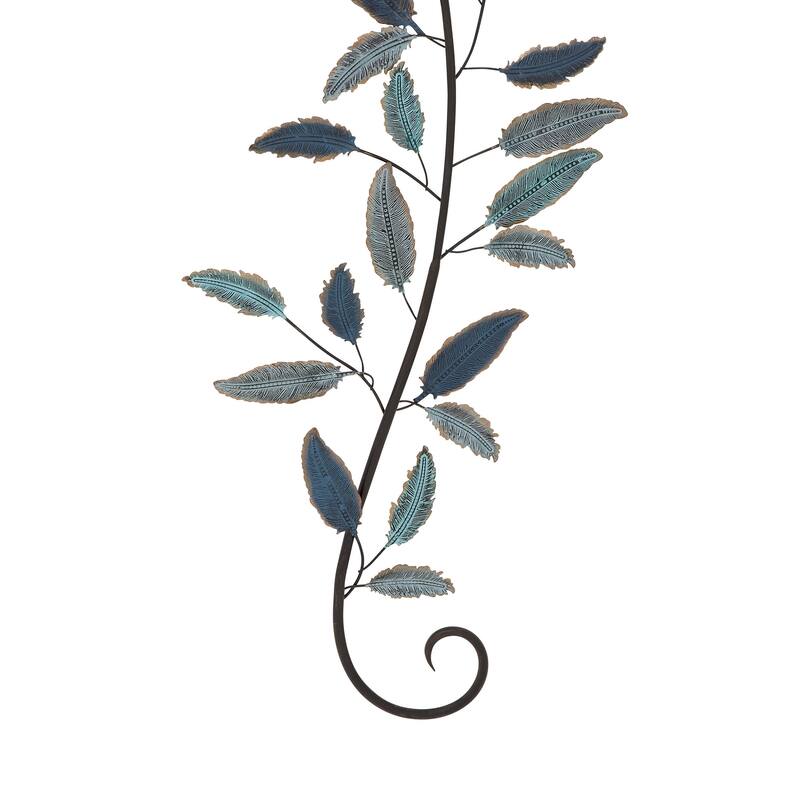 Metal Leaf Home Wall Decor with Gold Accents - Set of 2 Teal - Roche River Decor