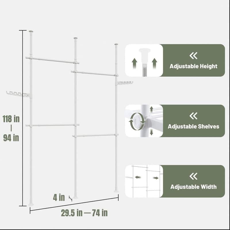 Metal Adjustable Height Clothing Hanging Rack
