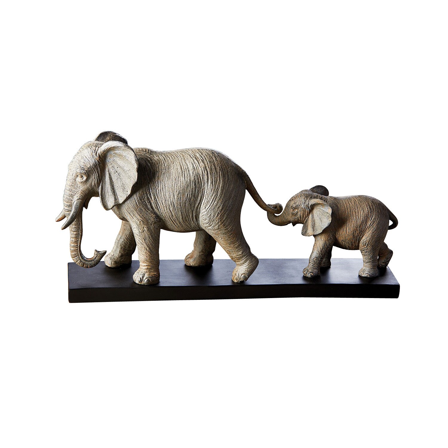 Creative Co Op Elephant Walk Sculpture Animal Mother And Child Figurine Gray 18 Inch X 4 Inch X 3 Inch Overstock