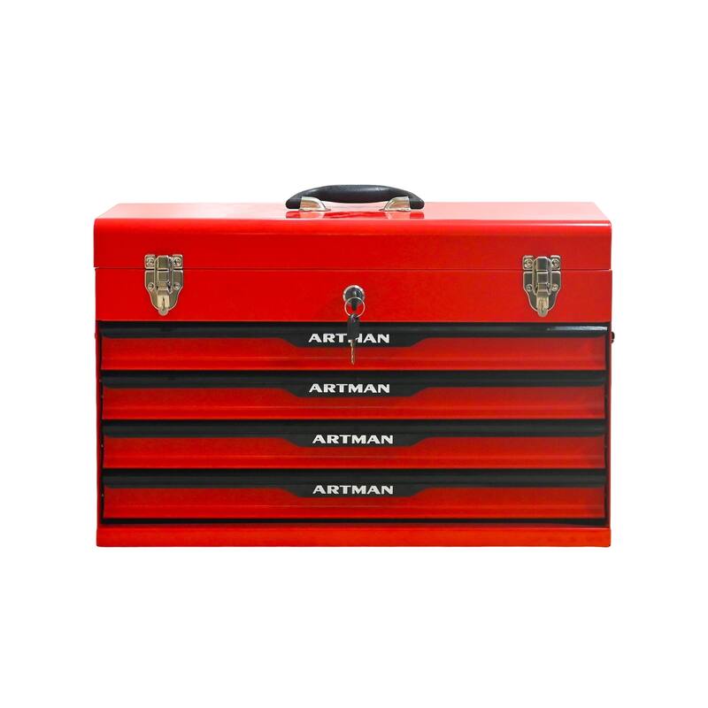 Anmytek Red 20 Inch Heavy Duty Steel Tool Box with Drawers and Metal Lock Closure Portable Tool Storage Chest and Organizer