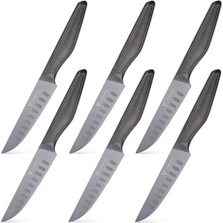 Steak Knives Set of 6, Stainless Steel 5 inch Meat Slicing Knife (Rose ...
