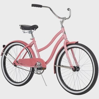 24 In. Cranbrook Girls Beach Cruiser Bike for Women Coral Pink