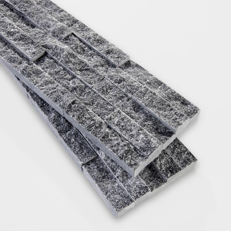 Slender Strip 3 in. x 12 in. Panel and 3 in. x 12 in. Corner Marble Wall Tile - Midnight Sparkle - 3 in. x 6 in. tile sample