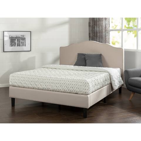 Priage by ZINUS Taupe Scalloped Upholstered Platform Bed Frame
