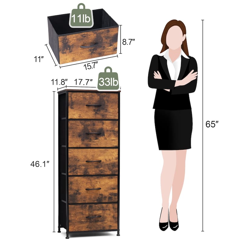 Crestlive Products Household 5-Drawer Vertical Dresser Storage Chest