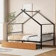 preview thumbnail 11 of 18, Full Size Metal House-shaped Platform Bed with Two Storage Drawers Black