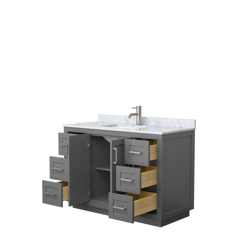 Miranda Single Vanity Set, White Carrara Marble Top, No Mirror